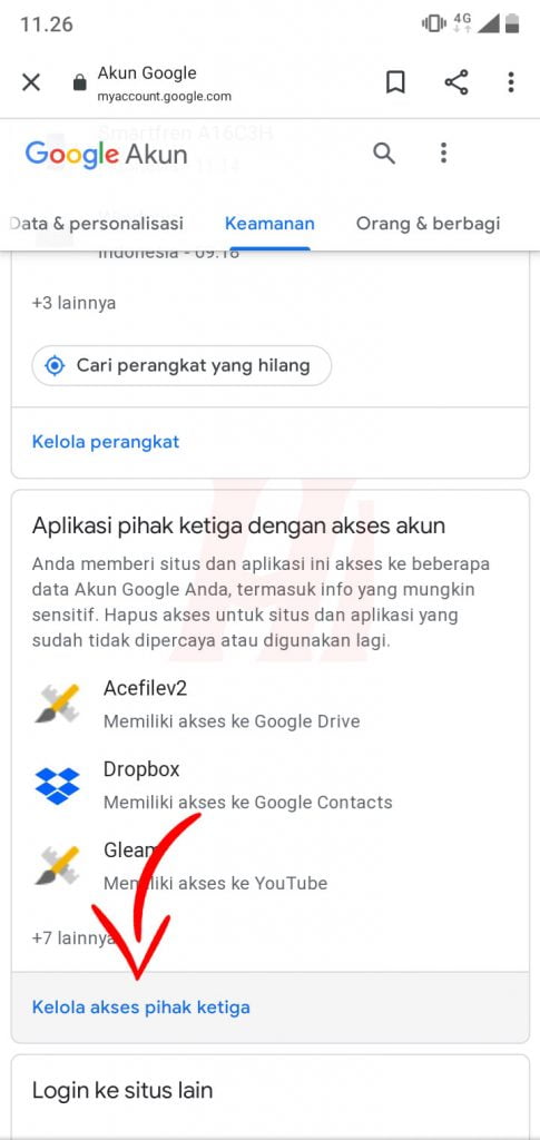 Menu Keamanan Akun Google