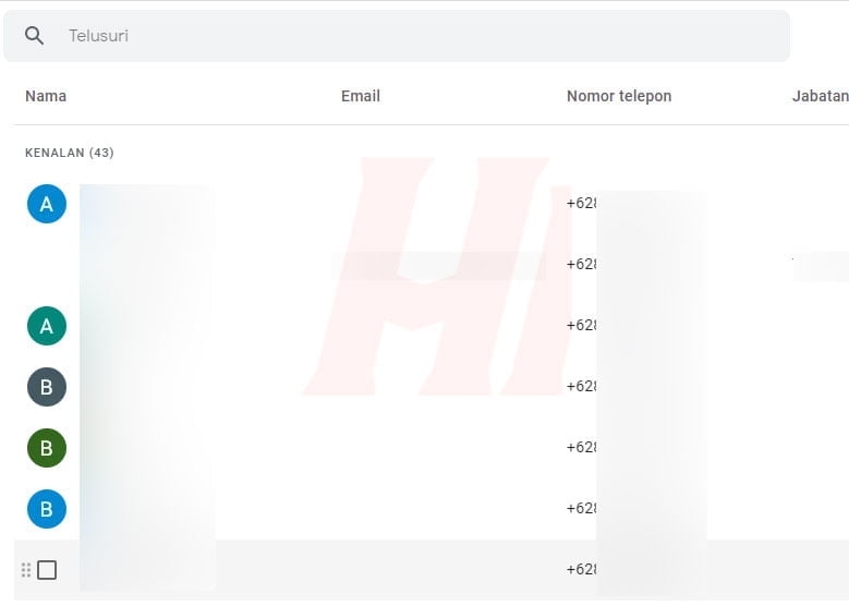 Cara melihat kontak yang tersimpan di akun google