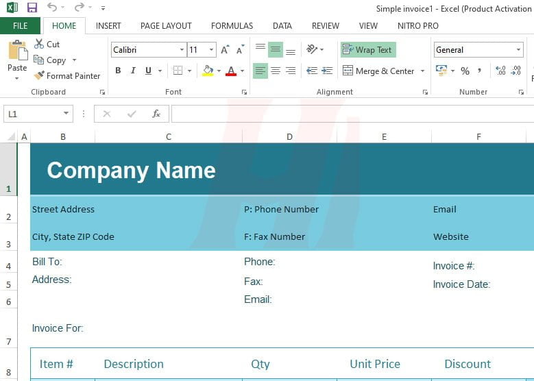 Template Invoice Microsoft Excel