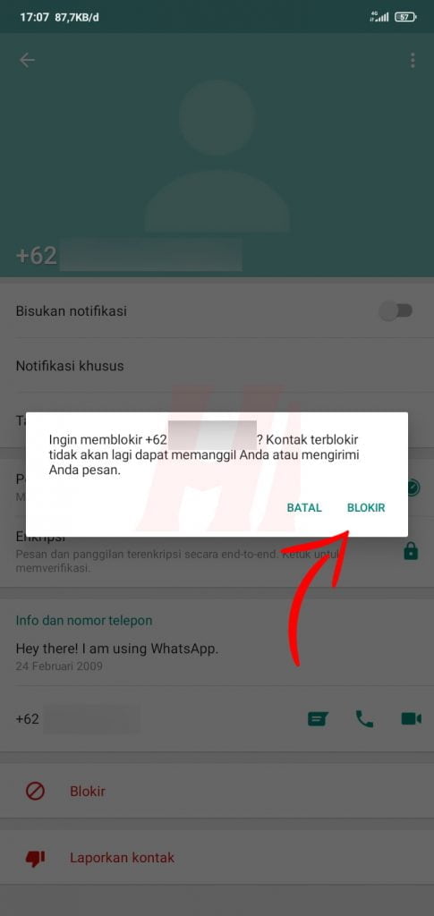 Pemblokiran Kontak WhatsApp