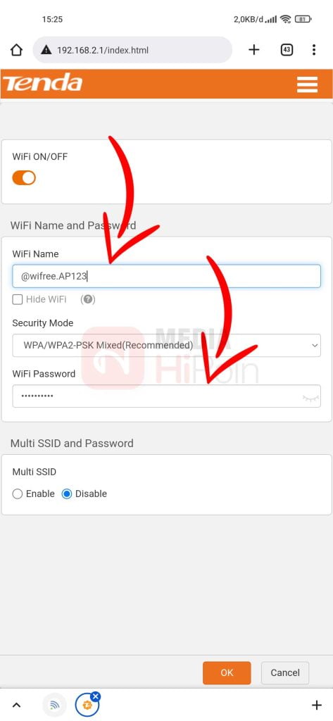 Ubah SSID Wifi Tenda