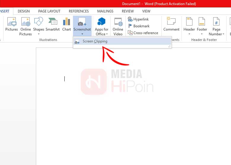 Screenshot Microsoft Word